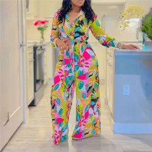 🌸 Women’s 2-Piece Floral Print Outfit – Chic & Elegant Beach Vacation Set