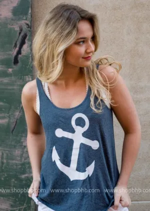 Anchor Tank Top - Navy** - Final Sale