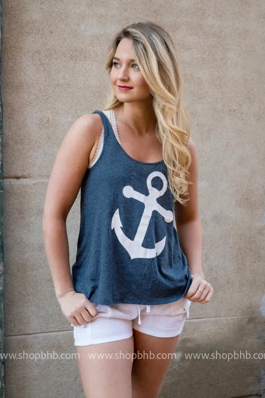 Anchor Tank Top - Navy** - Final Sale