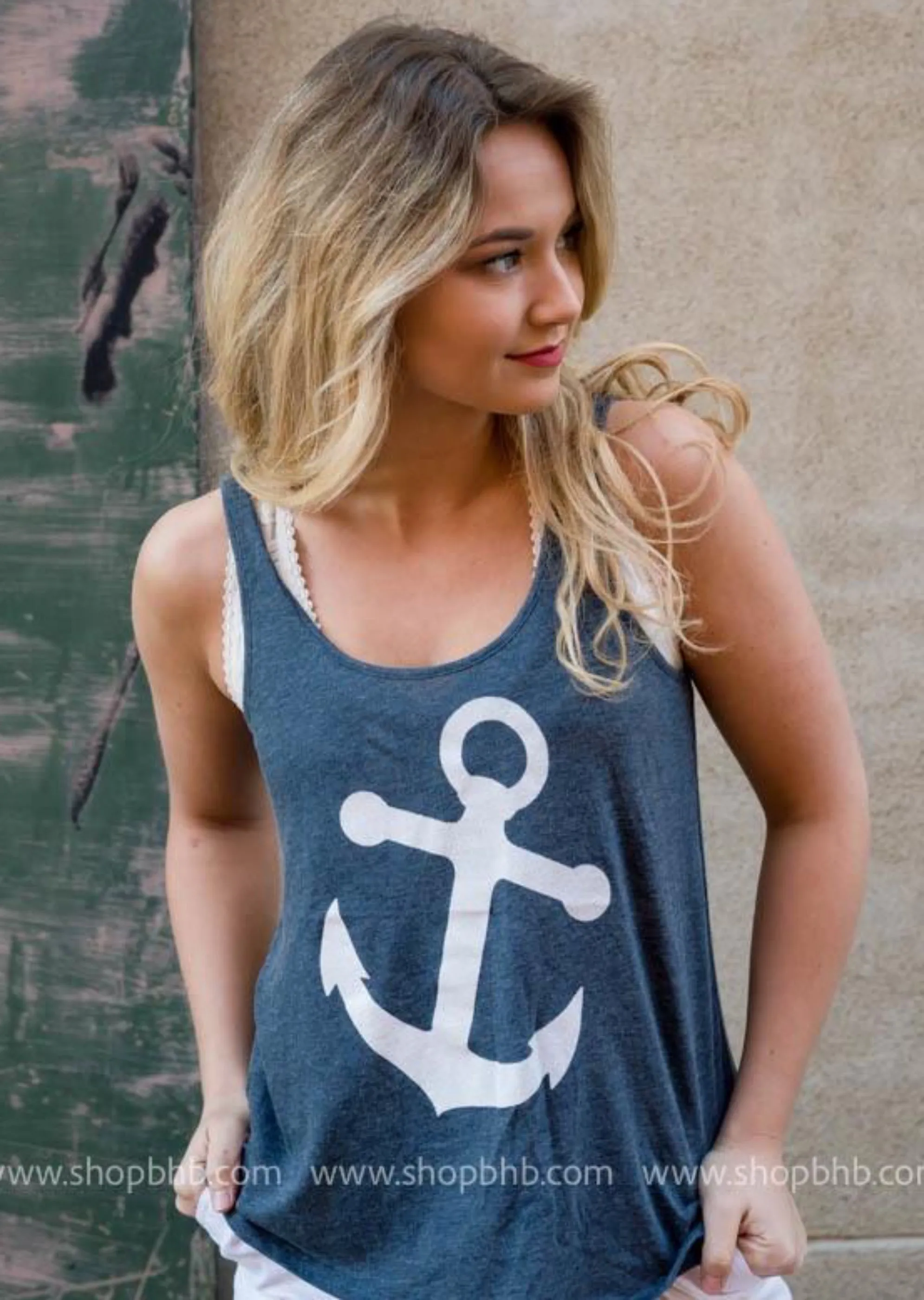 Anchor Tank Top - Navy** - Final Sale