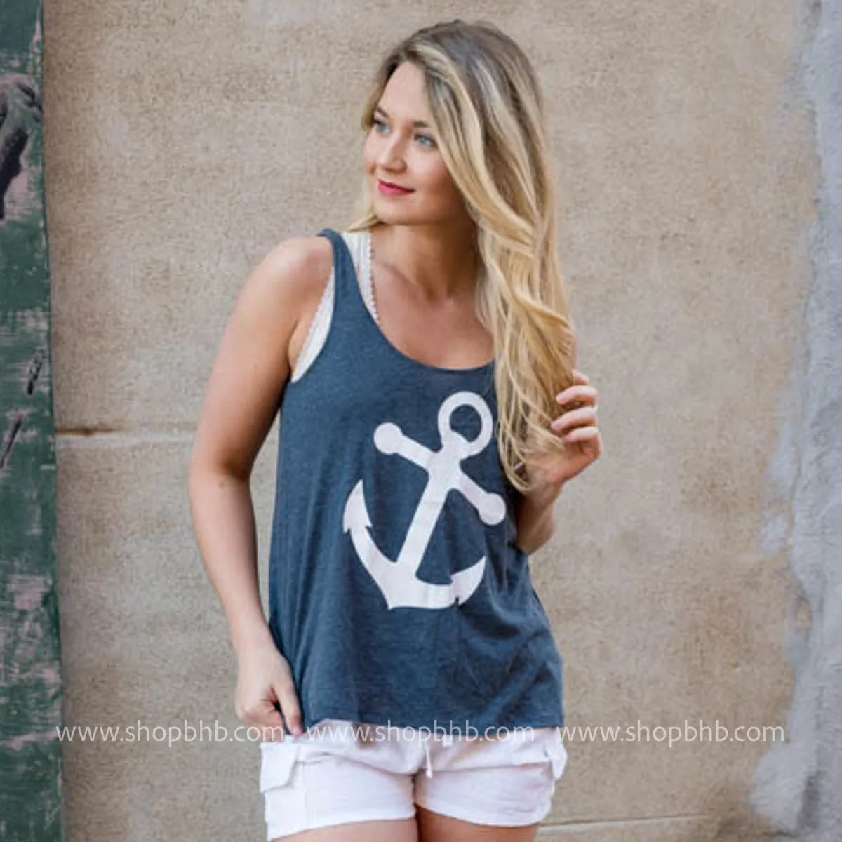 Anchor Tank Top - Navy** - Final Sale