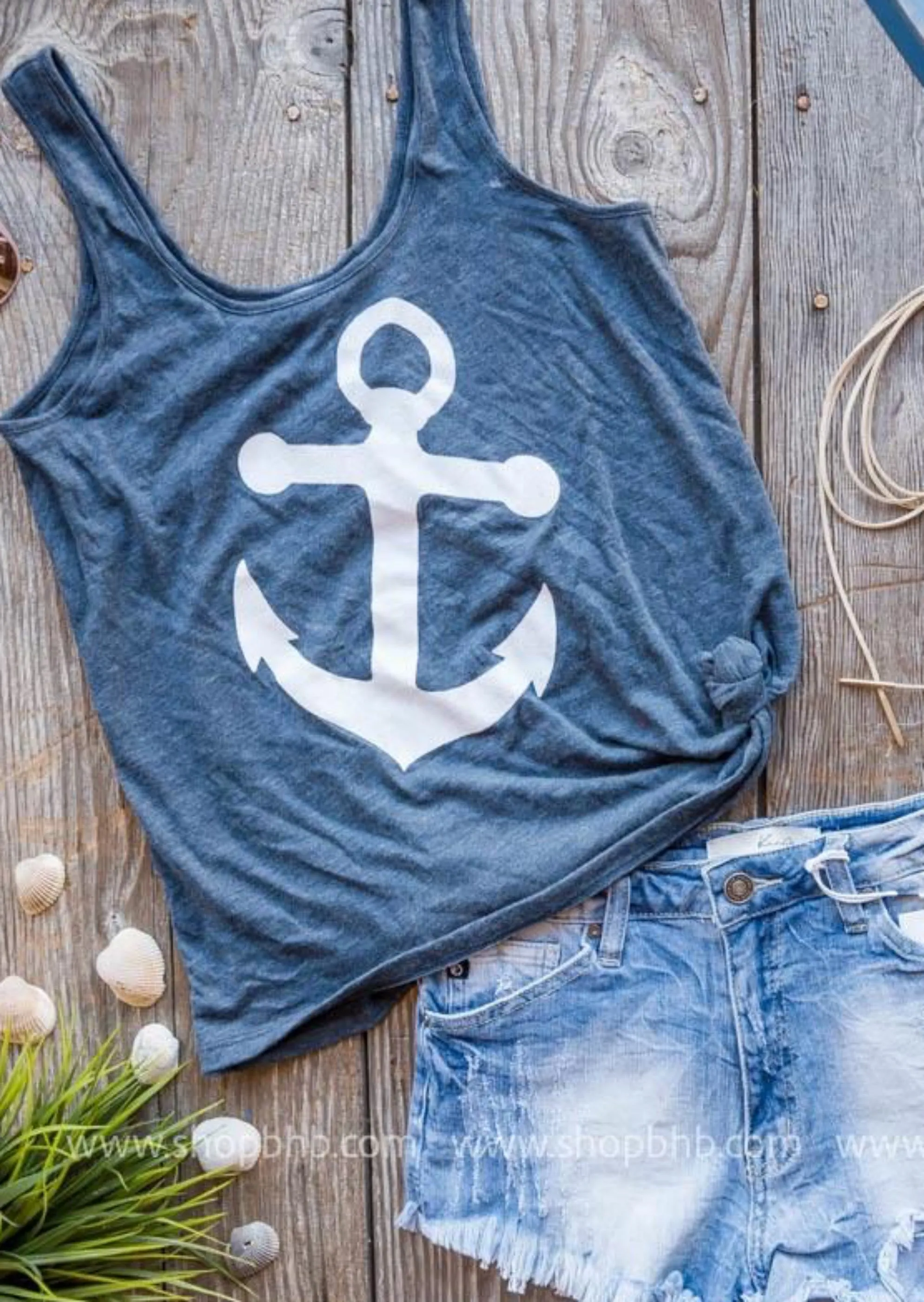 Anchor Tank Top - Navy** - Final Sale