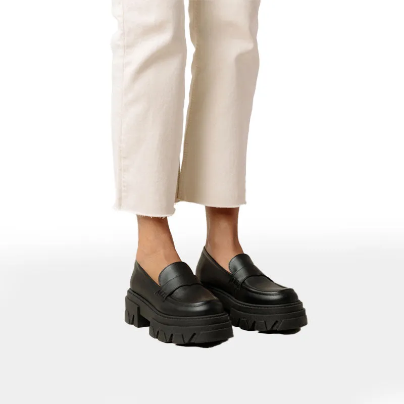 Black Vegan Leather Chunky Loafers