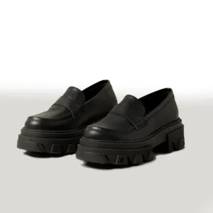 Black Vegan Leather Chunky Loafers