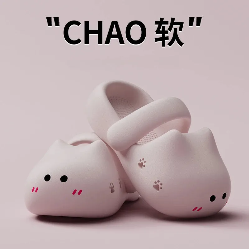 Cartoon Catie Slippers for Women Summer New Version EVA Clogs Thick-Soled Stepping On Cloud Feeling Beach Sandals