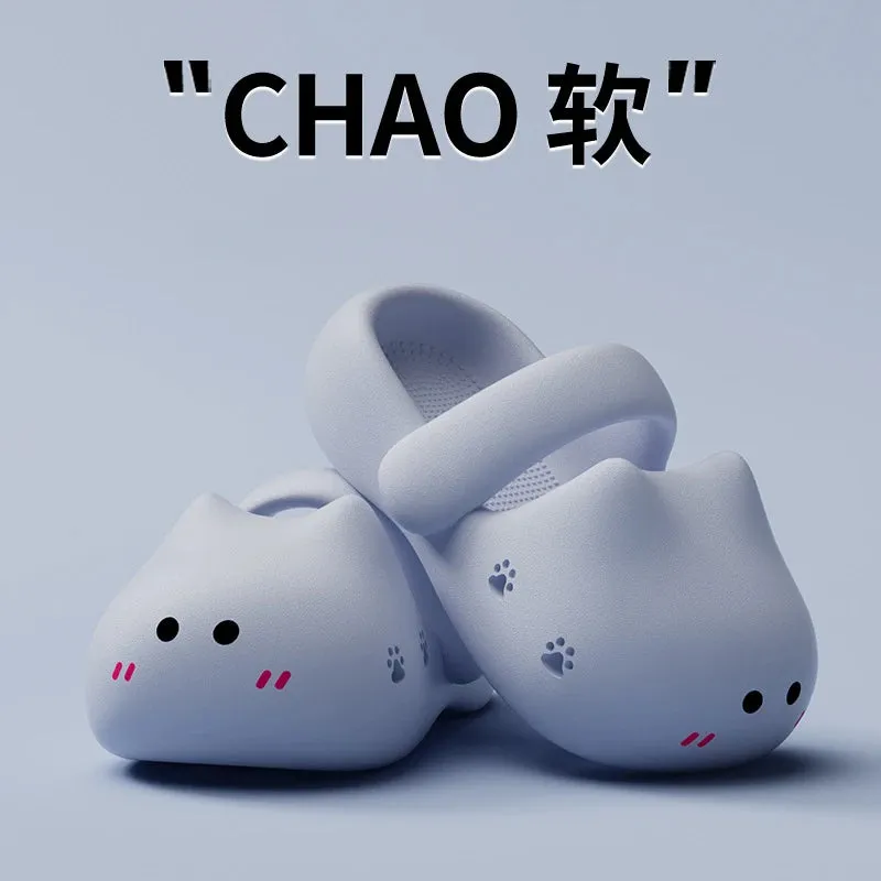 Cartoon Catie Slippers for Women Summer New Version EVA Clogs Thick-Soled Stepping On Cloud Feeling Beach Sandals