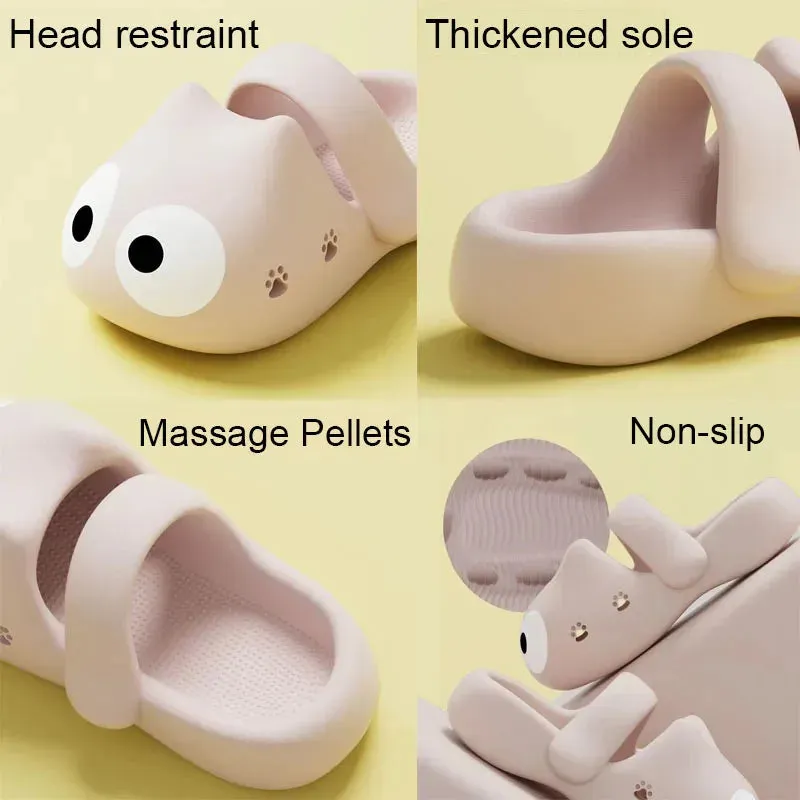 Cartoon Catie Slippers for Women Summer New Version EVA Clogs Thick-Soled Stepping On Cloud Feeling Beach Sandals