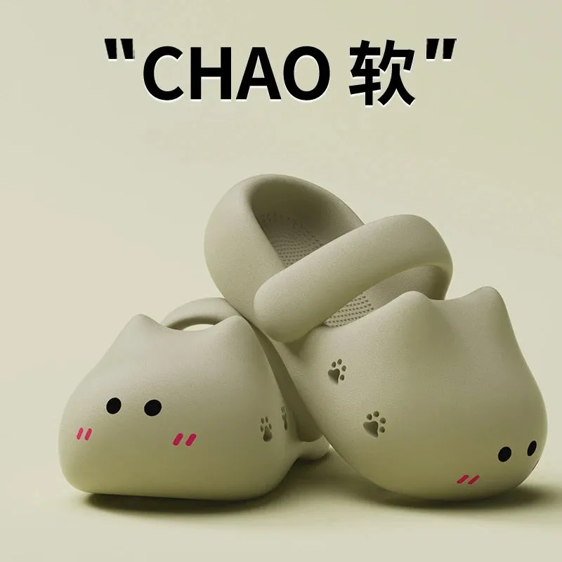 Cartoon Catie Slippers for Women Summer New Version EVA Clogs Thick-Soled Stepping On Cloud Feeling Beach Sandals