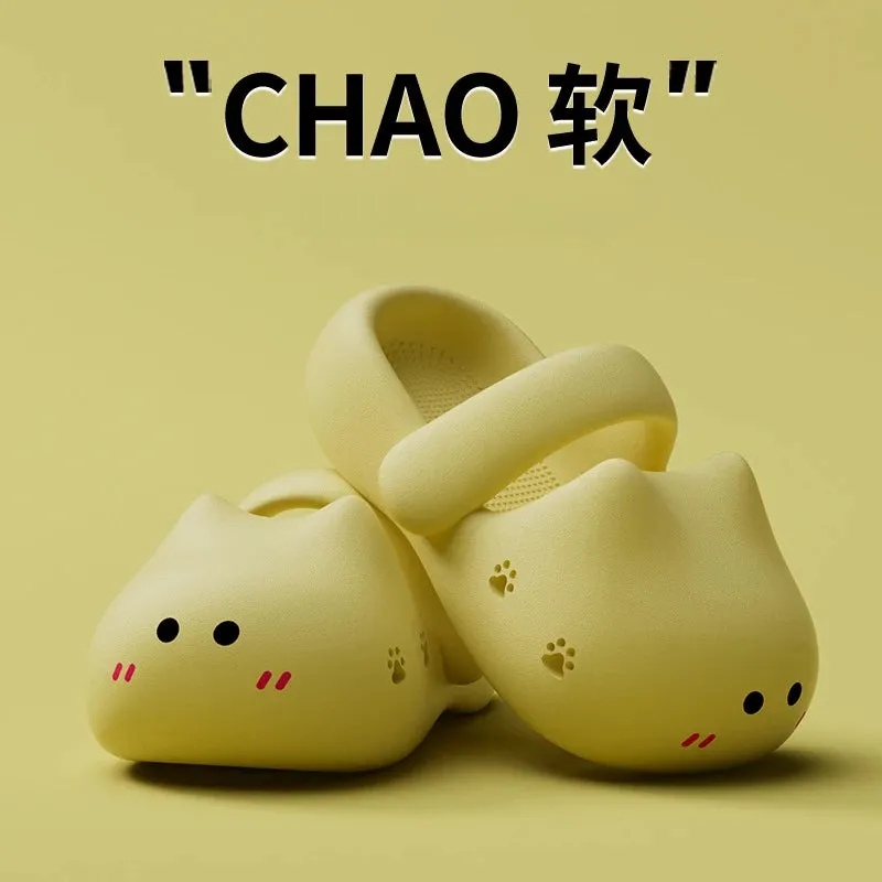 Cartoon Catie Slippers for Women Summer New Version EVA Clogs Thick-Soled Stepping On Cloud Feeling Beach Sandals