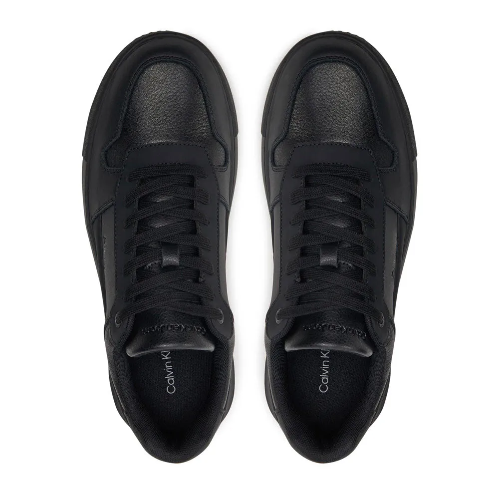 Chunky Cupsole Leather Sneakers - Black