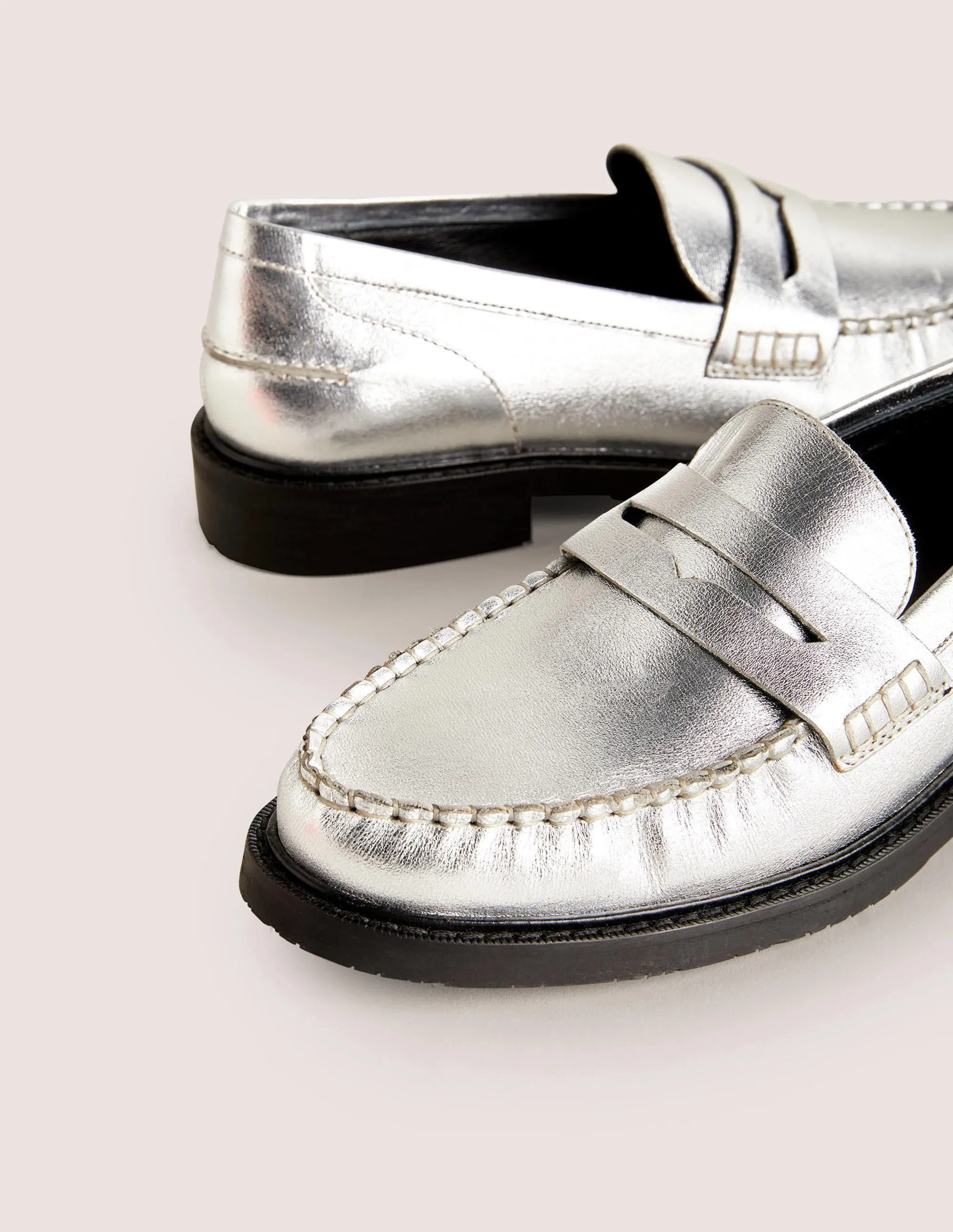 Classic Moccasin Loafers-Silver