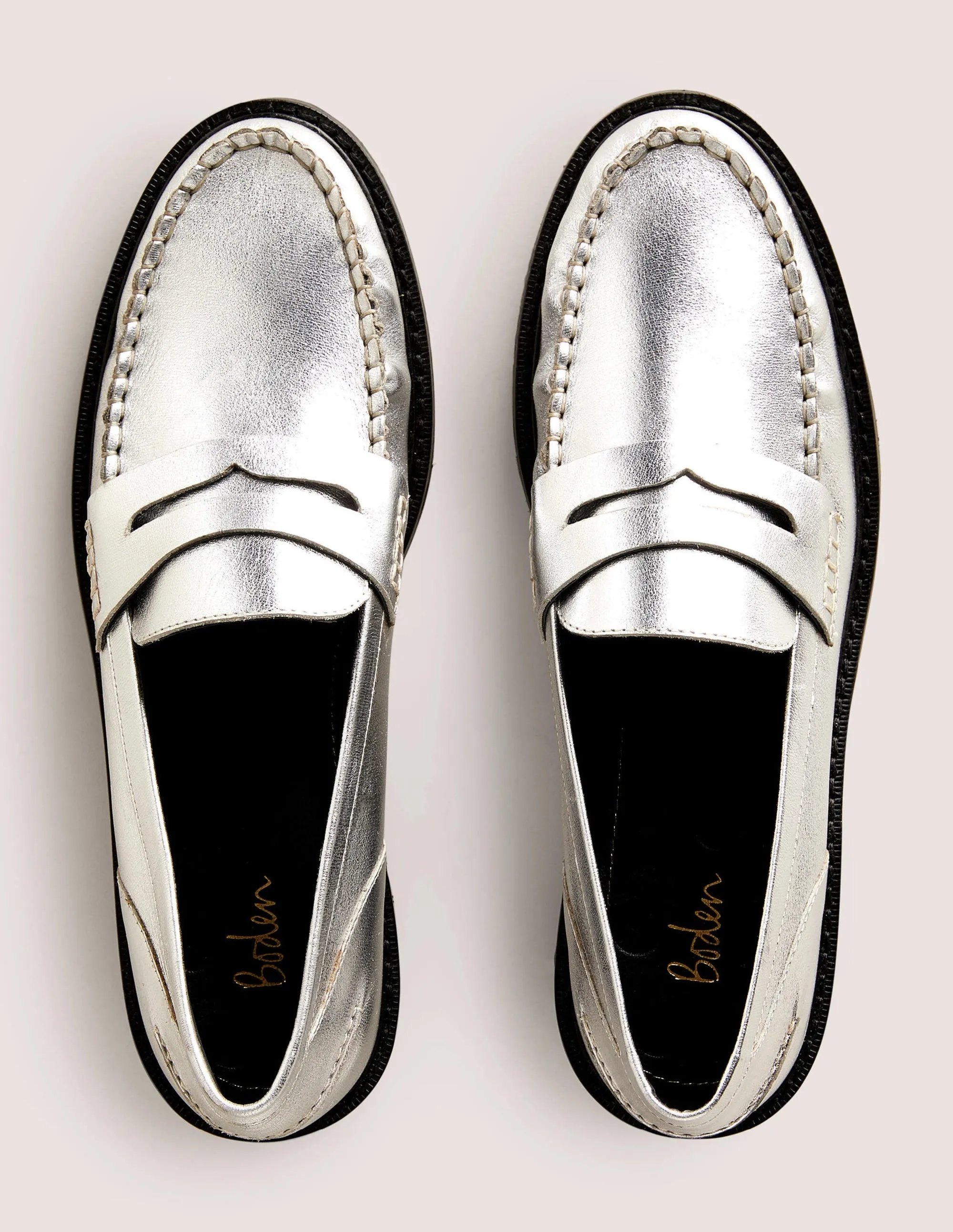 Classic Moccasin Loafers-Silver