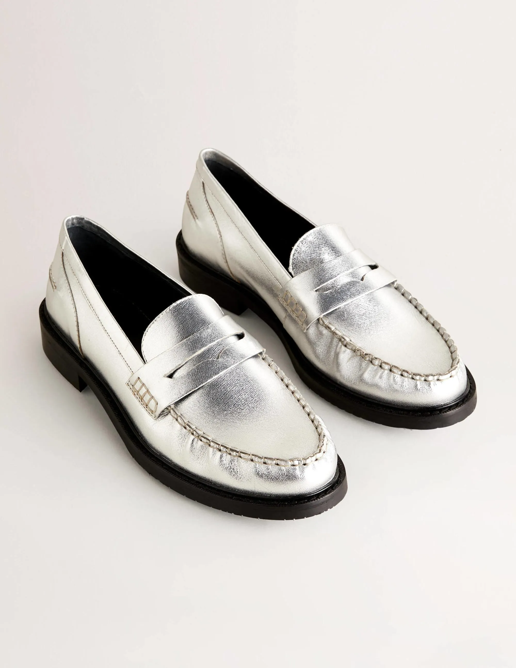 Classic Moccasin Loafers-Silver