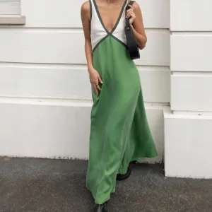 Color Block Sleeveless Midi Dress