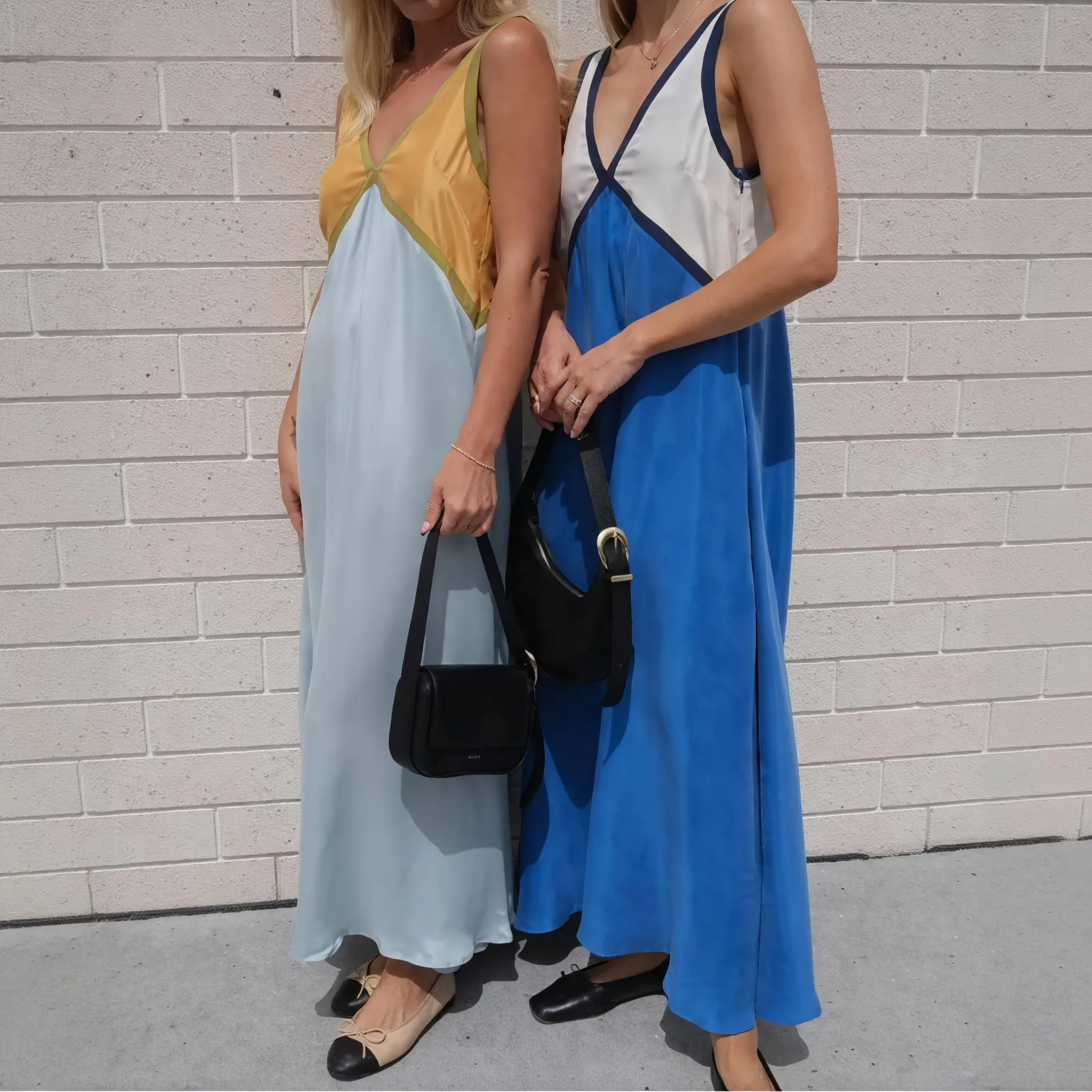 Color Block Sleeveless Midi Dress