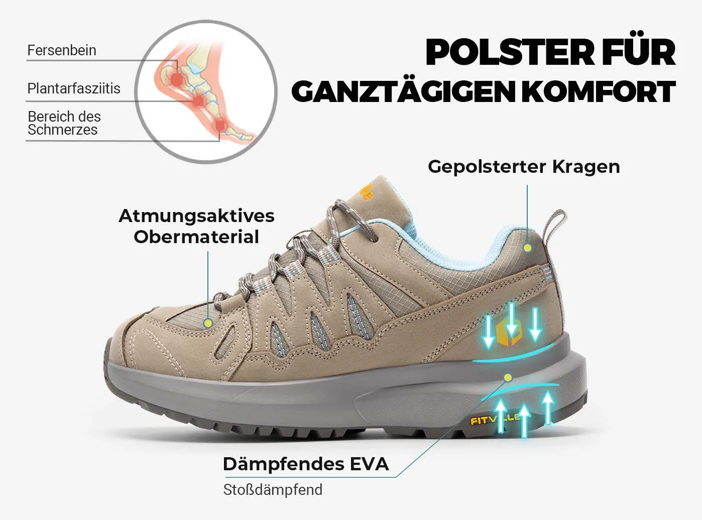 FitVille Damen Low-Top Sturdy Core Wanderschuhe V3