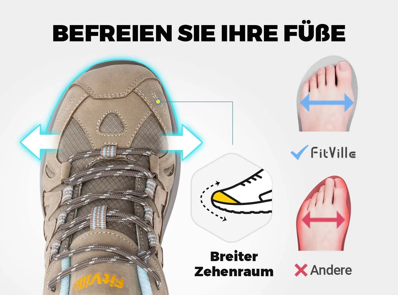 FitVille Damen Low-Top Sturdy Core Wanderschuhe V3