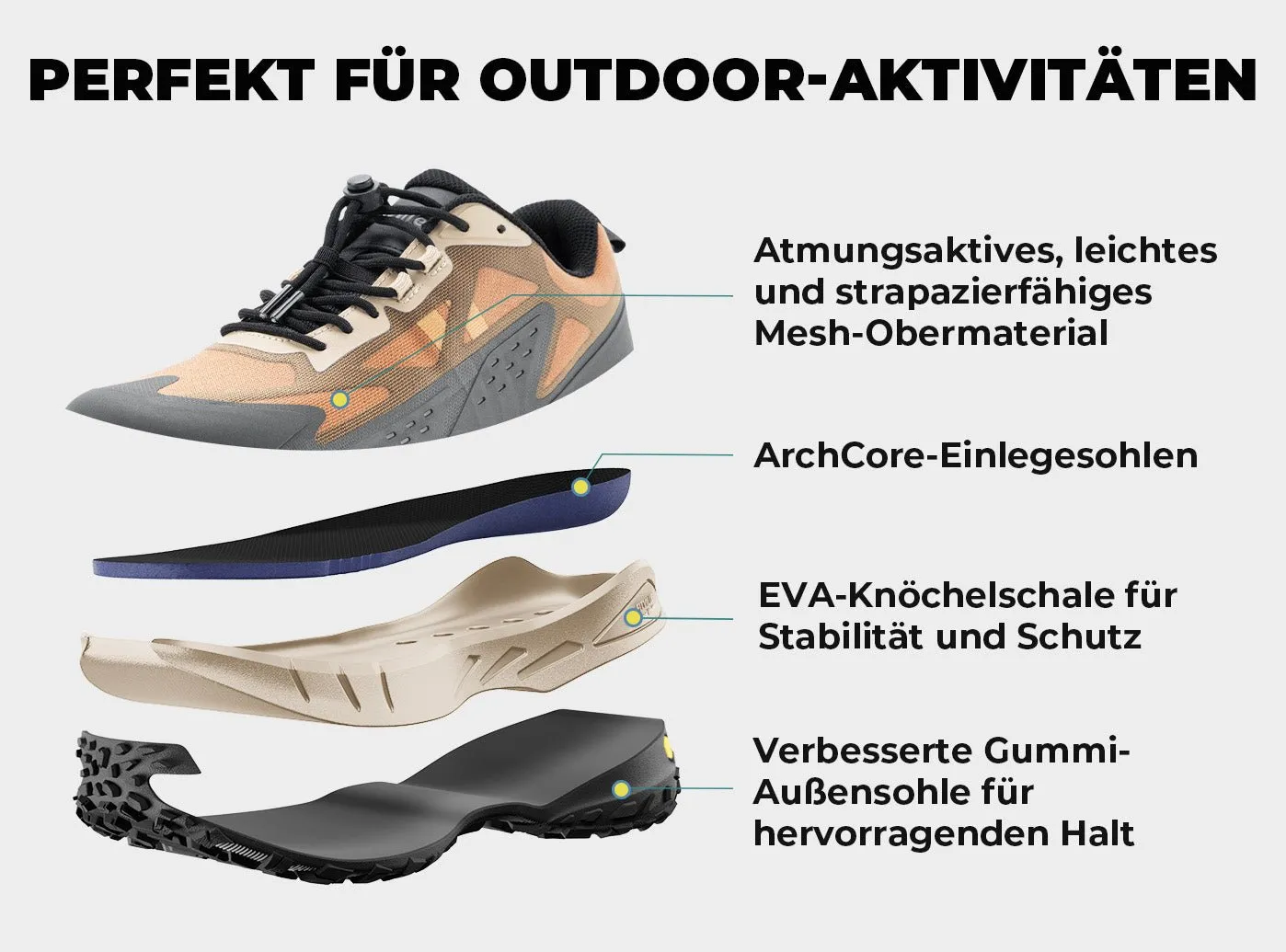 FitVille Herren Low-Top LugMax Wanderschuhe V2