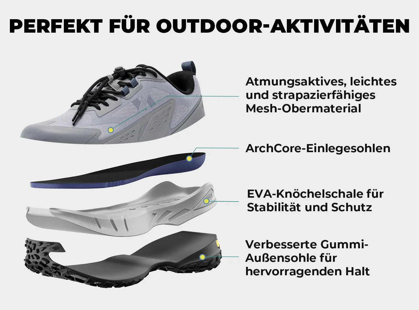 FitVille Herren Low-Top LugMax Wanderschuhe V2