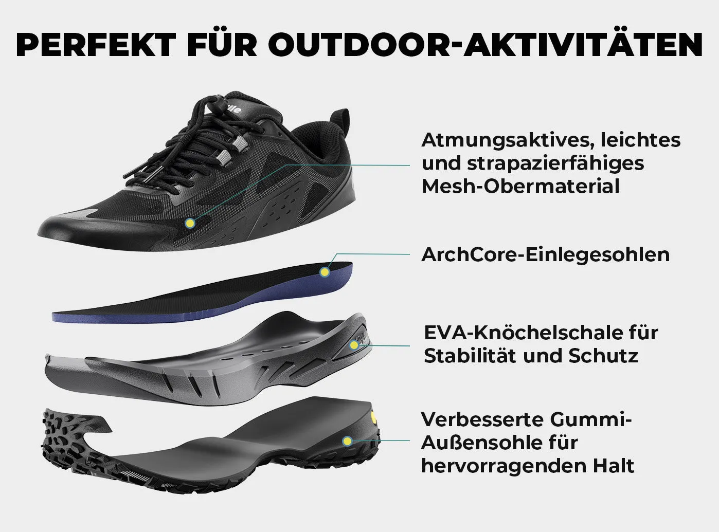 FitVille Herren Low-Top LugMax Wanderschuhe V2