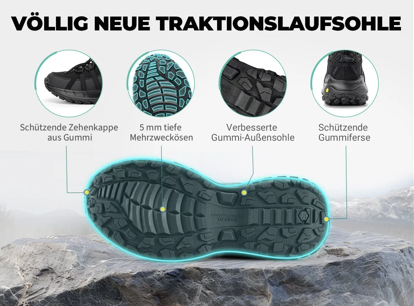 FitVille Herren Low-Top LugMax Wanderschuhe V6