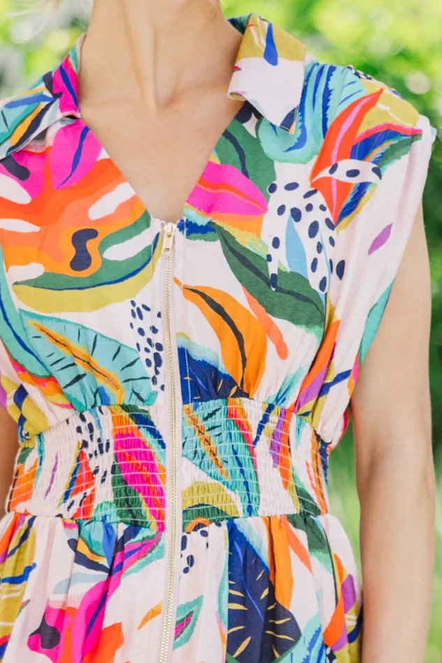 In the Swing Of Things Orange Floral Midi Dress