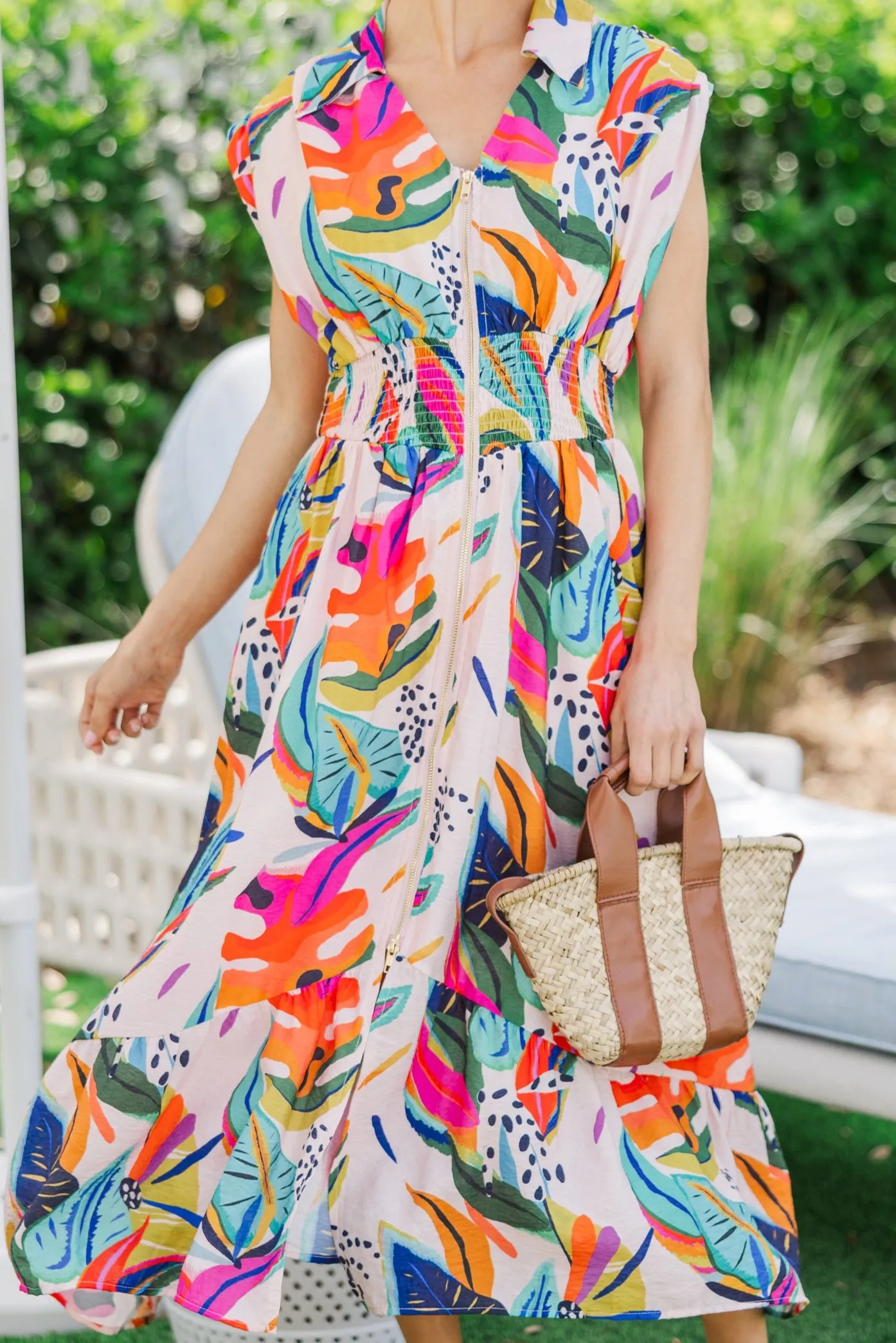 In the Swing Of Things Orange Floral Midi Dress