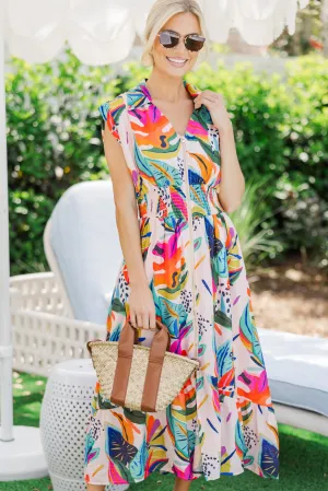 In the Swing Of Things Orange Floral Midi Dress