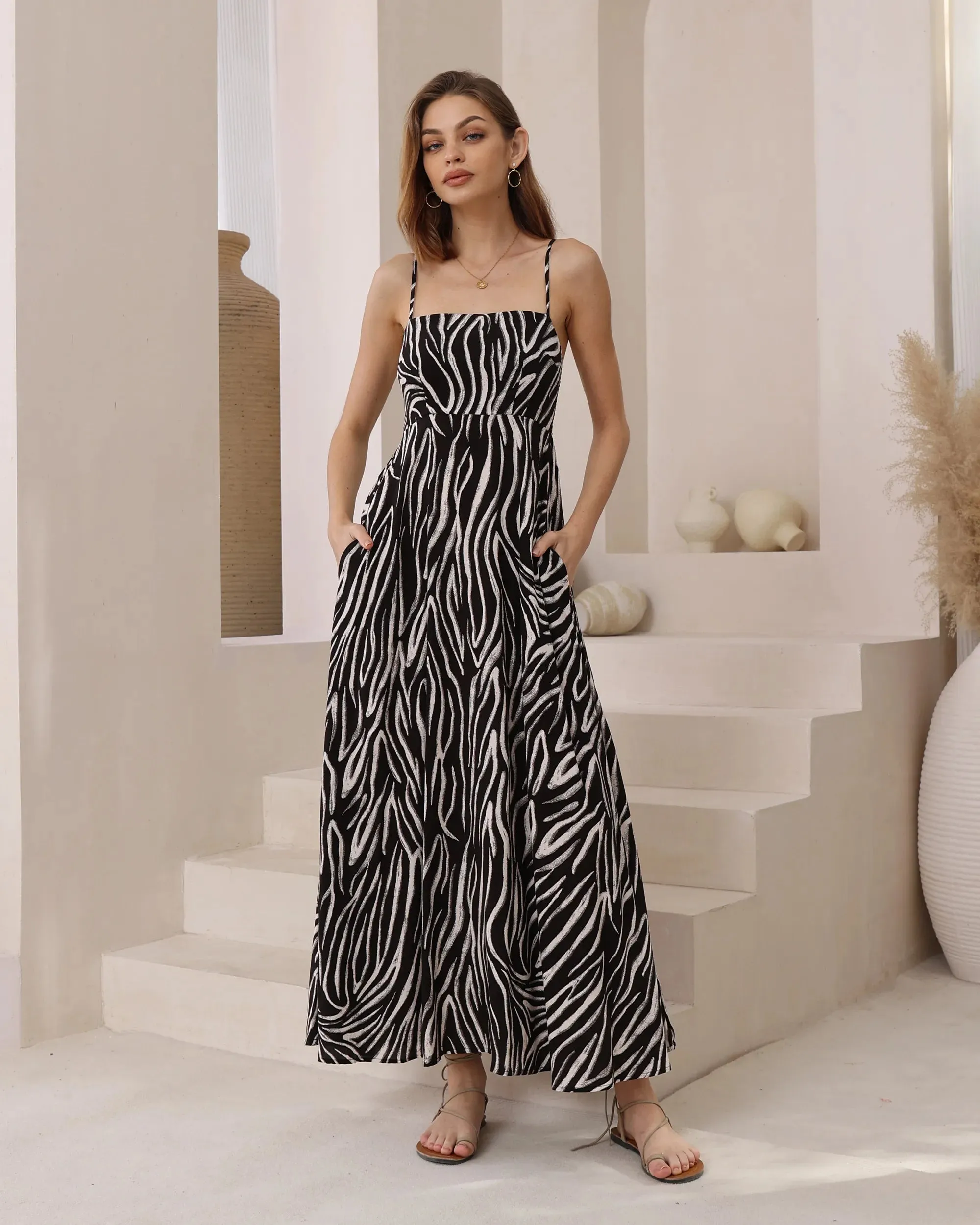 Lina Maxi Dress - Zebra Print