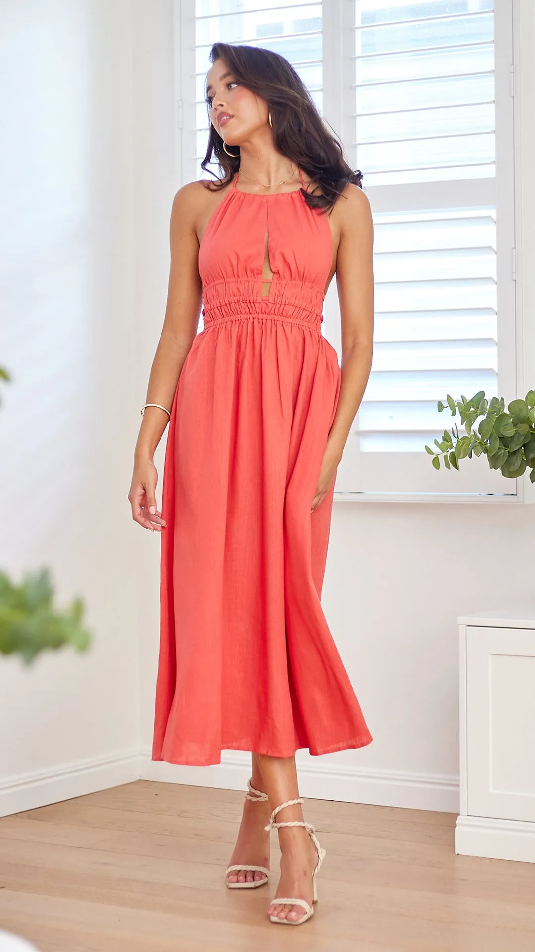 Luca Maxi Dress-Rust