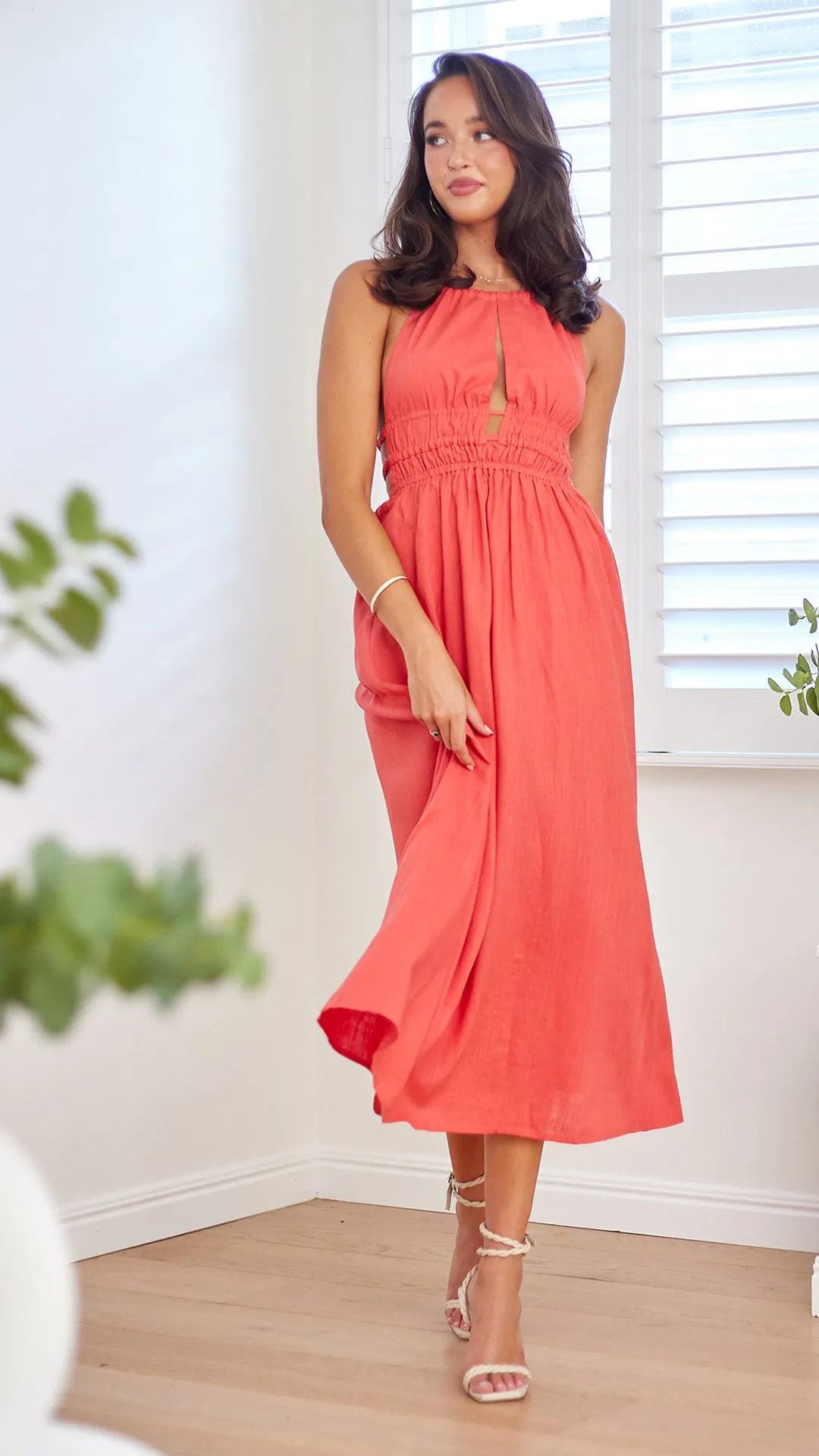 Luca Maxi Dress-Rust