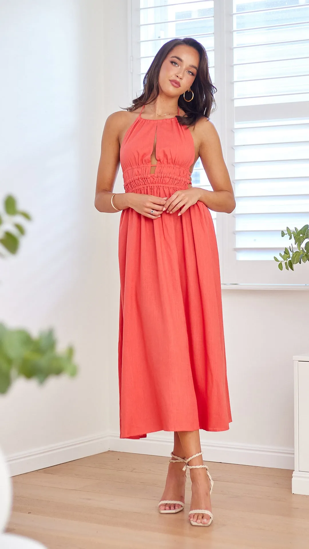 Luca Maxi Dress-Rust