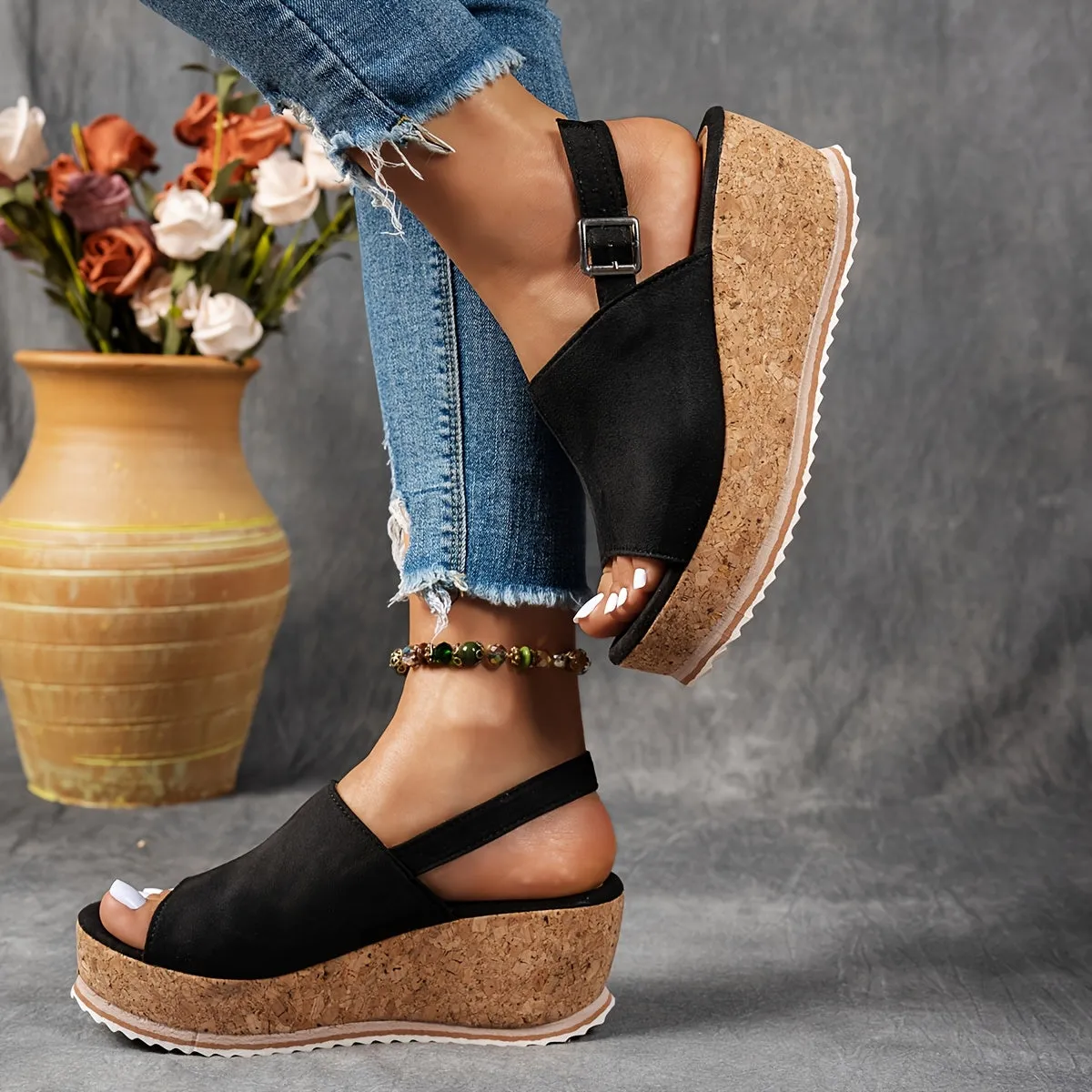 Luna Platform Buckle Sandals - EVA shock absorbing sole