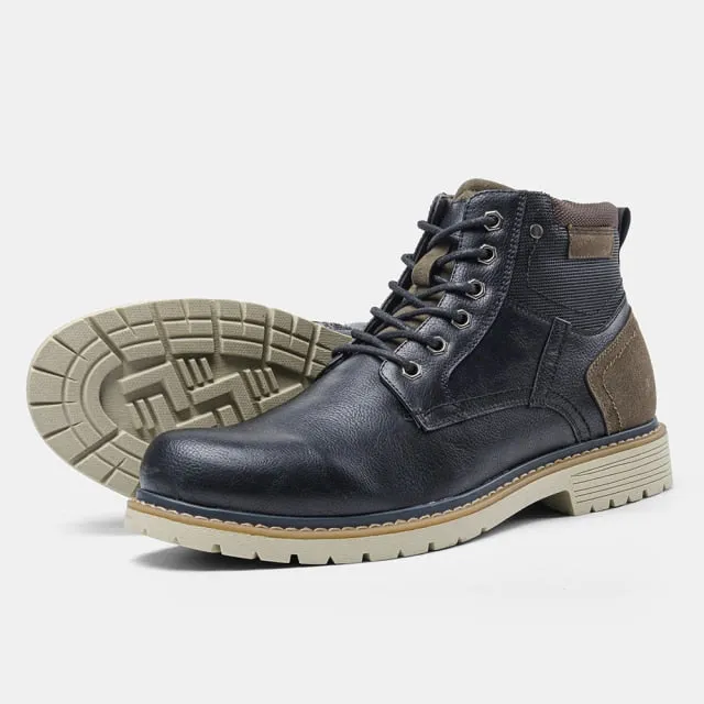 Men's Leather handmade rubber Ankle boots