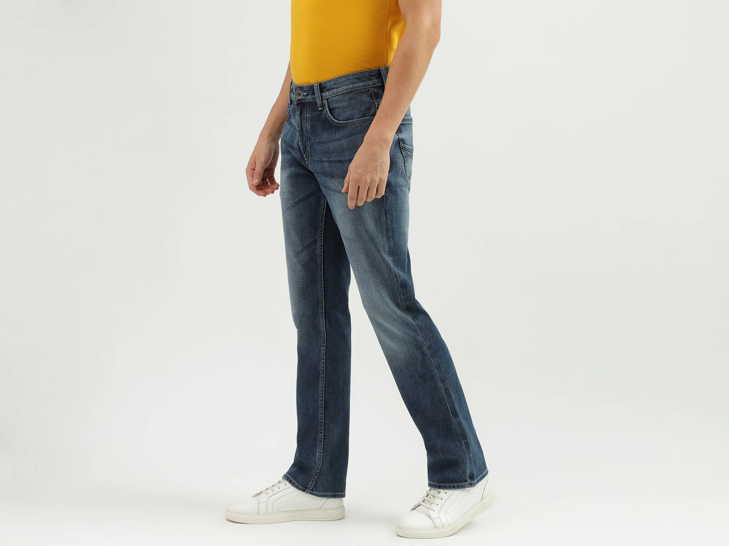 Men's Solid Bootcut Jeans