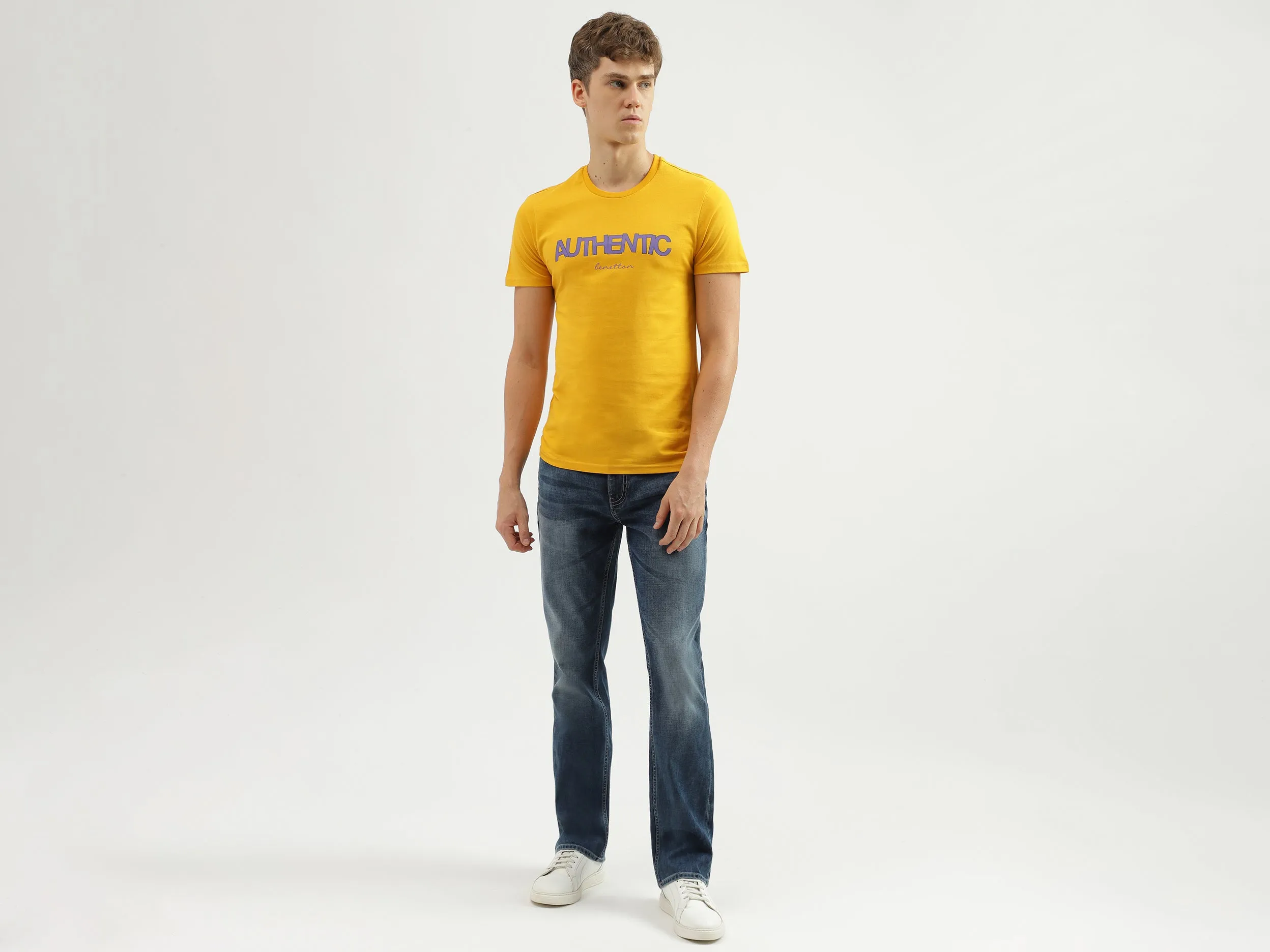 Men's Solid Bootcut Jeans