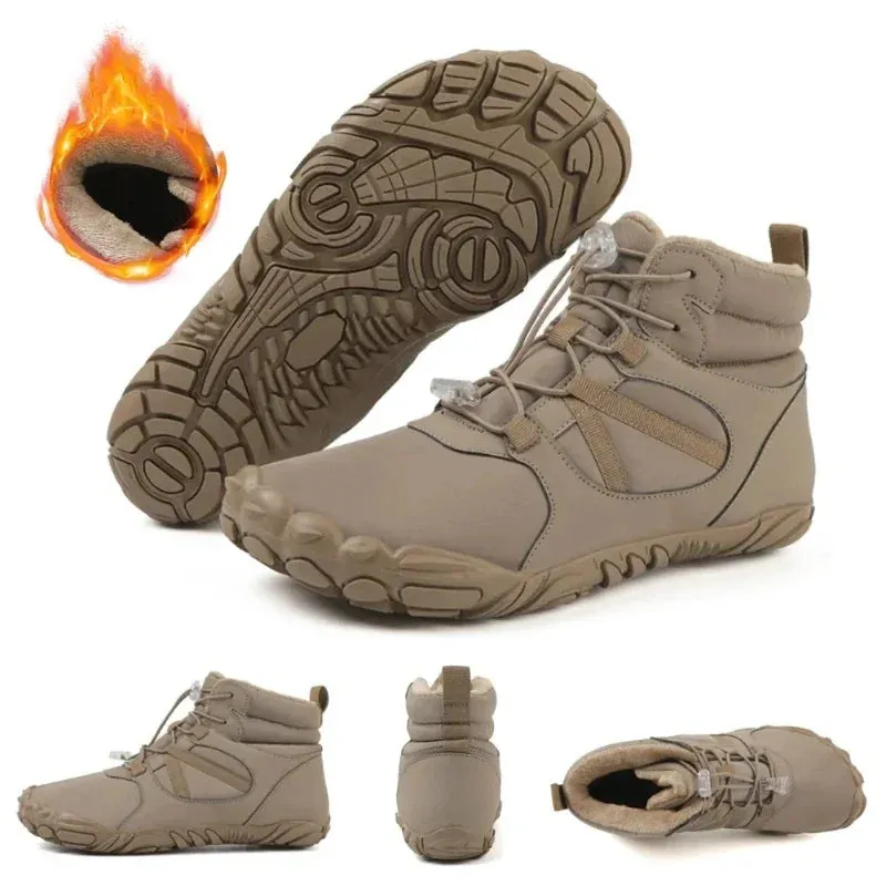 Mens Winter Snow Boots Running Sneakers Non Slip Casual Barefoot Warm Fur Shoes Waterproof High Top for Travel Climbing Hiking