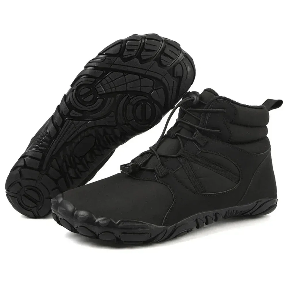 Mens Winter Snow Boots Running Sneakers Non Slip Casual Barefoot Warm Fur Shoes Waterproof High Top for Travel Climbing Hiking
