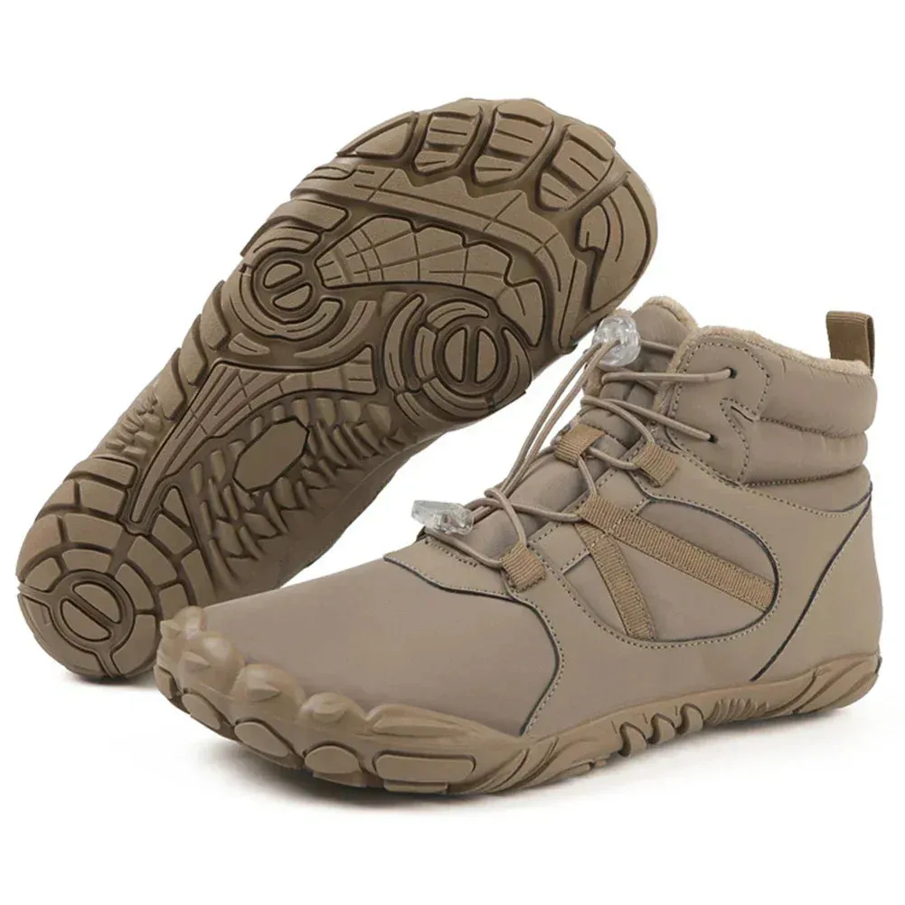 Mens Winter Snow Boots Running Sneakers Non Slip Casual Barefoot Warm Fur Shoes Waterproof High Top for Travel Climbing Hiking