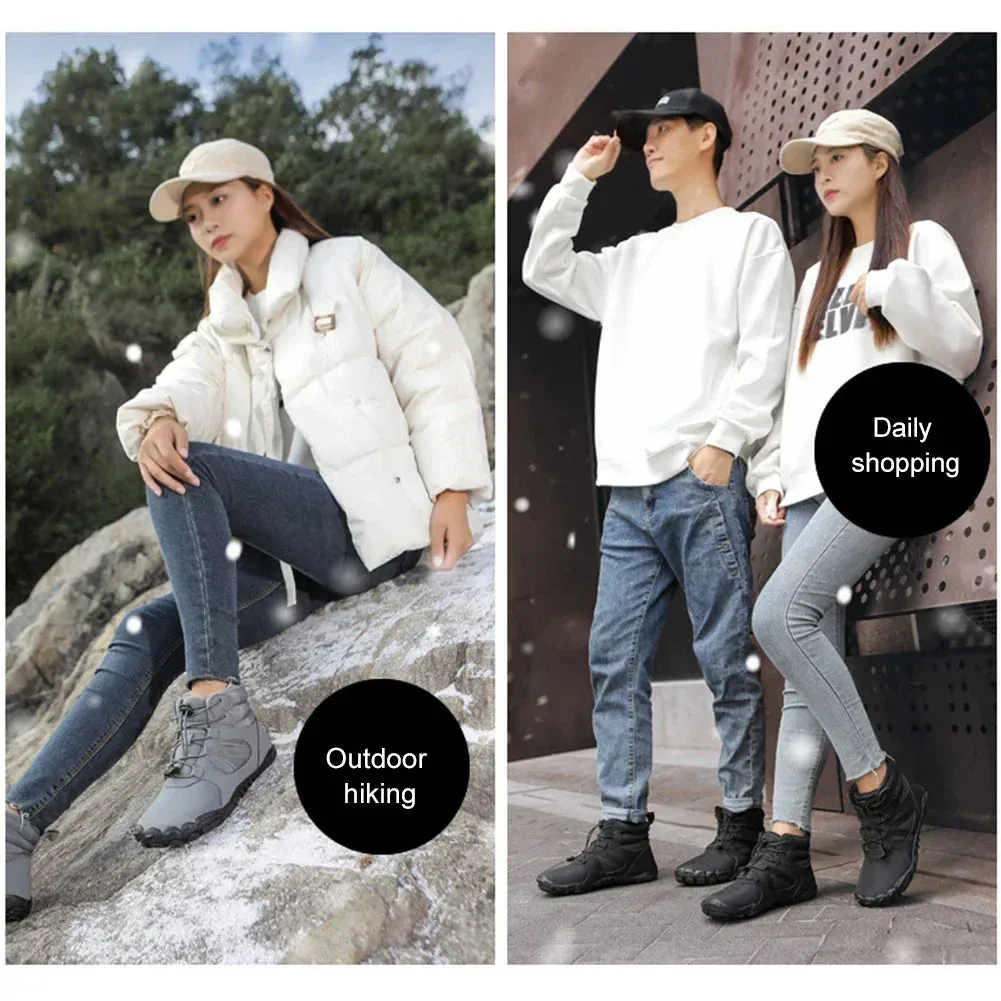 Mens Winter Snow Boots Running Sneakers Non Slip Casual Barefoot Warm Fur Shoes Waterproof High Top for Travel Climbing Hiking