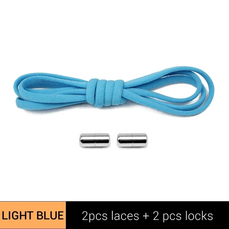 Metal Lock Elastic No-Tie Shoelaces for Sneakers - Quick Semicircle Shoestrings for Kids and Adults