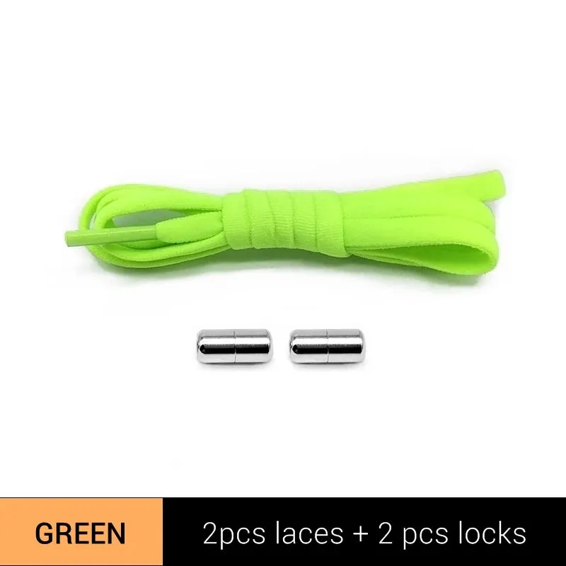 Metal Lock Elastic No-Tie Shoelaces for Sneakers - Quick Semicircle Shoestrings for Kids and Adults