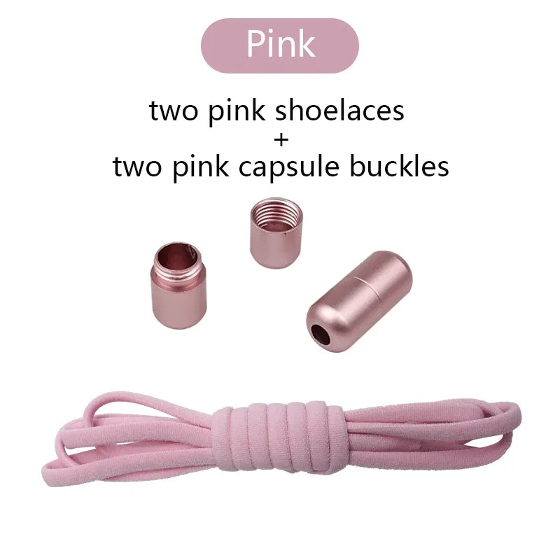 Metal Lock Elastic No-Tie Shoelaces for Sneakers - Quick Semicircle Shoestrings for Kids and Adults