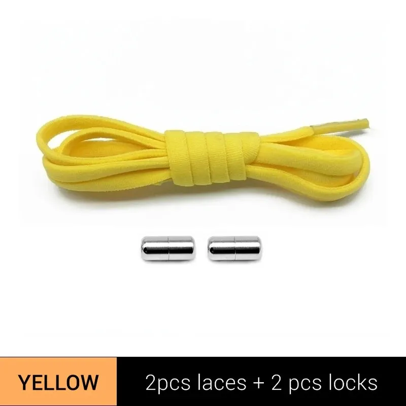 Metal Lock Elastic No-Tie Shoelaces for Sneakers - Quick Semicircle Shoestrings for Kids and Adults