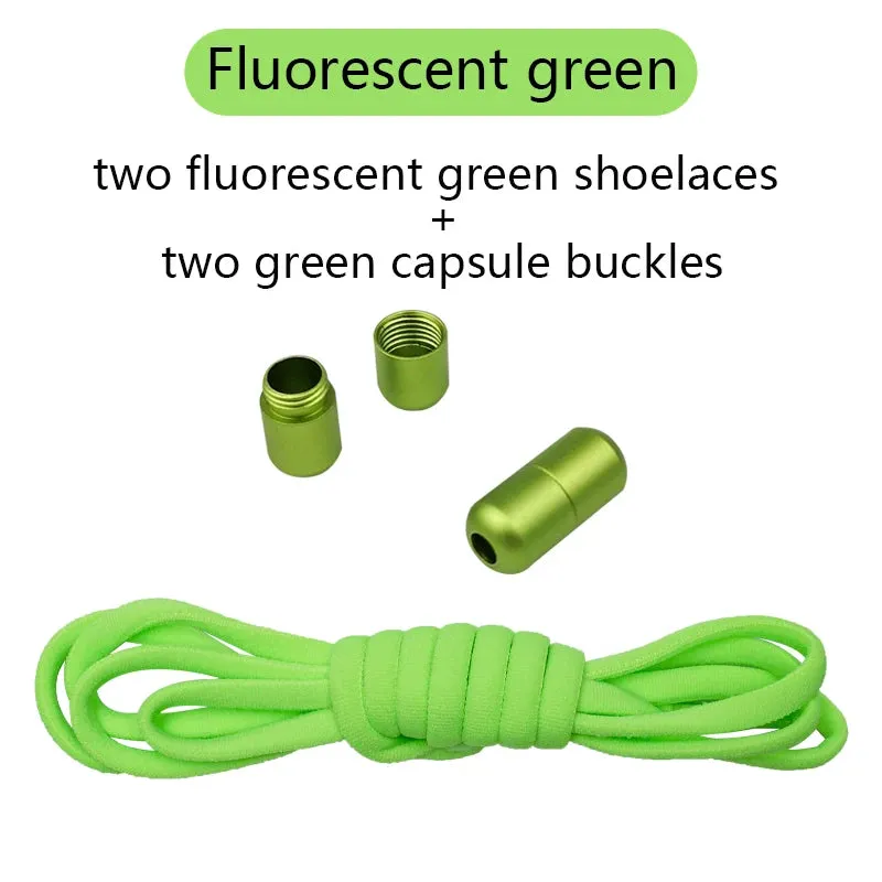 Metal Lock Elastic No-Tie Shoelaces for Sneakers - Quick Semicircle Shoestrings for Kids and Adults