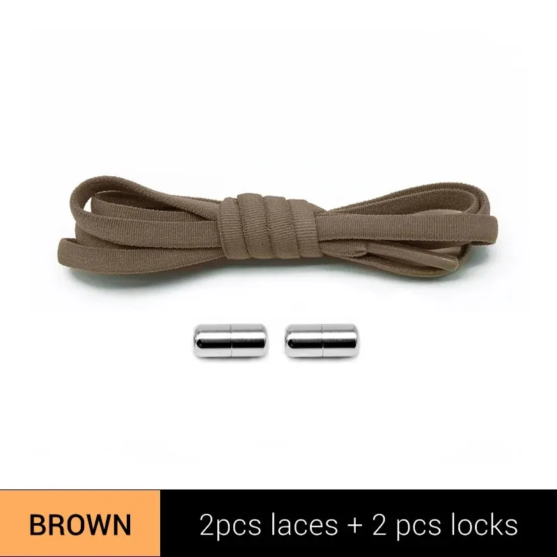 Metal Lock Elastic No-Tie Shoelaces for Sneakers - Quick Semicircle Shoestrings for Kids and Adults