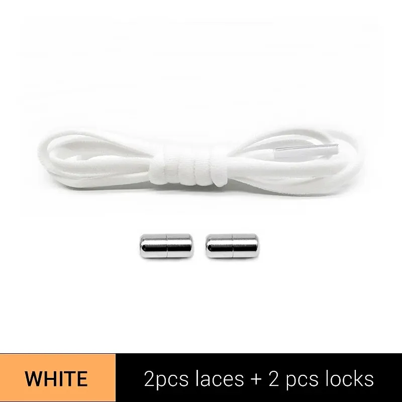 Metal Lock Elastic No-Tie Shoelaces for Sneakers - Quick Semicircle Shoestrings for Kids and Adults