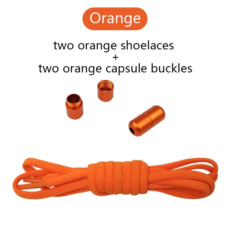 Metal Lock Elastic No-Tie Shoelaces for Sneakers - Quick Semicircle Shoestrings for Kids and Adults