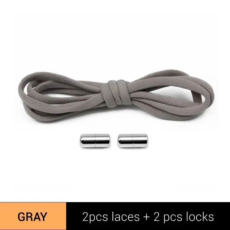 Metal Lock Elastic No-Tie Shoelaces for Sneakers - Quick Semicircle Shoestrings for Kids and Adults
