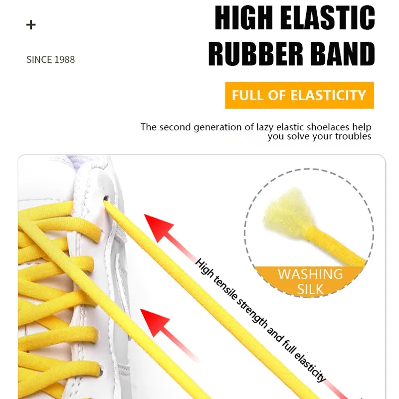 Metal Lock Elastic No-Tie Shoelaces for Sneakers - Quick Semicircle Shoestrings for Kids and Adults